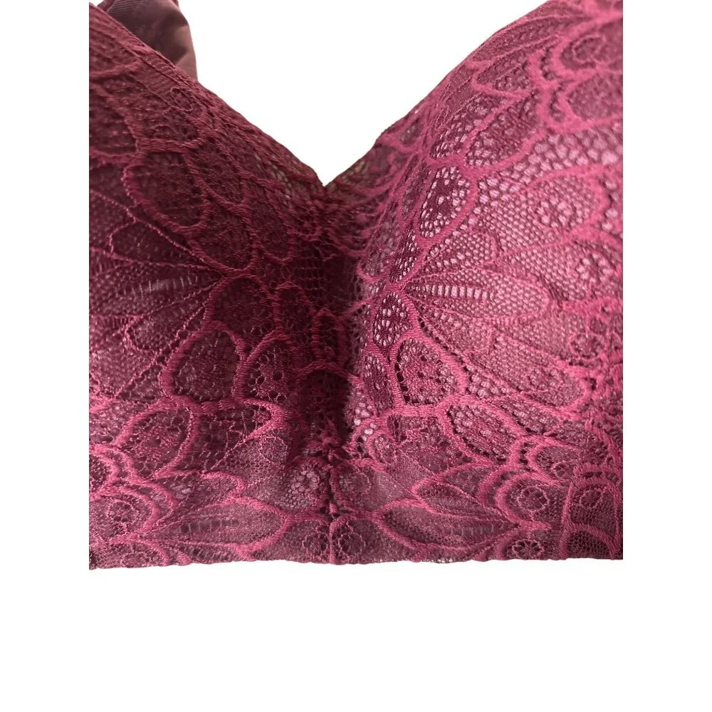 Torrid Curve Bra Size‎ 48 D Burgundy Lace Wire-Free Lightly Lined Everyday